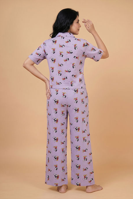 Zivame Mickey & Friends Knit Cotton Loungewear Set - Pastel Lilac — image 3